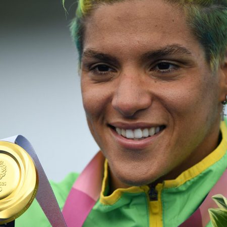 Ana Marcela Cunha won gold in the women’s 10km marathon swimming