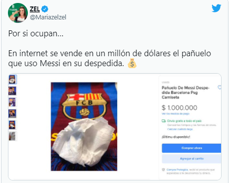 Lionel Messi used tissue in farewell from Barcelona  is for sale amounting to USD 1 million