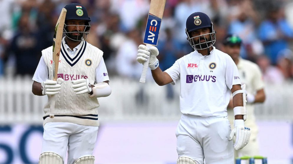 Ajinkya Rahane and Cheteshwar Pujara action during their 100-run  partnership in India vs England