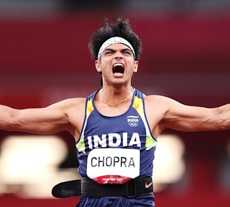 Neeraj Chopra the Olympic gold medallist javelin thrower is on the event