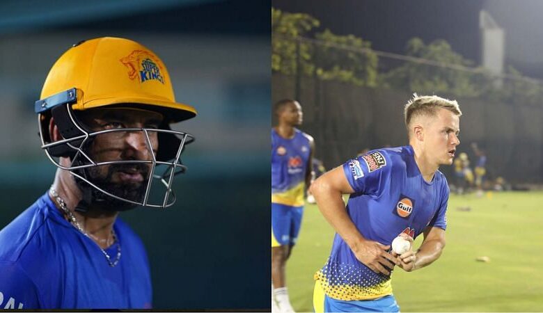 Sam Curran and Cheteshwar Pujara in net session for the Indian Premier League: IPL 2021