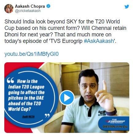 Aakash Chopra says "CSK playing with 10 players with captain MS Dhoni " in IPL 2021