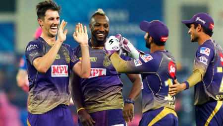 Kolkata Knight Riders’ celebration with Cake smashes and hugs after defeating Delhi Capitals in IPL 2021