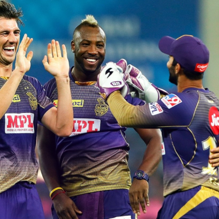 Kolkata Knight Riders’ celebration with Cake smashes and hugs after defeating Delhi Capitals in IPL 2021