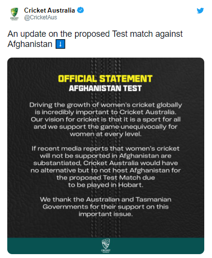 Aaron Finch is supporting Cricket Australia’s position on the Afghanistan Test: T20 World Cup