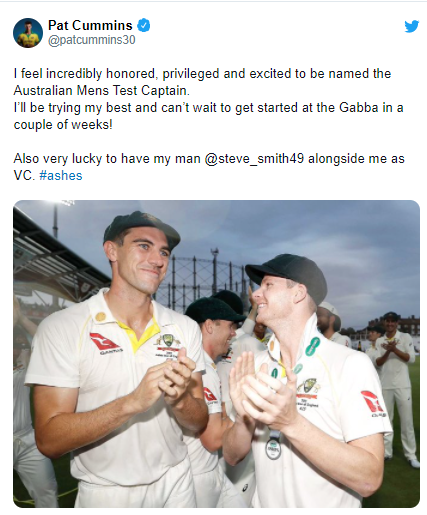 Pat Cummins says "I'm looking forward to getting started at the Gabba"