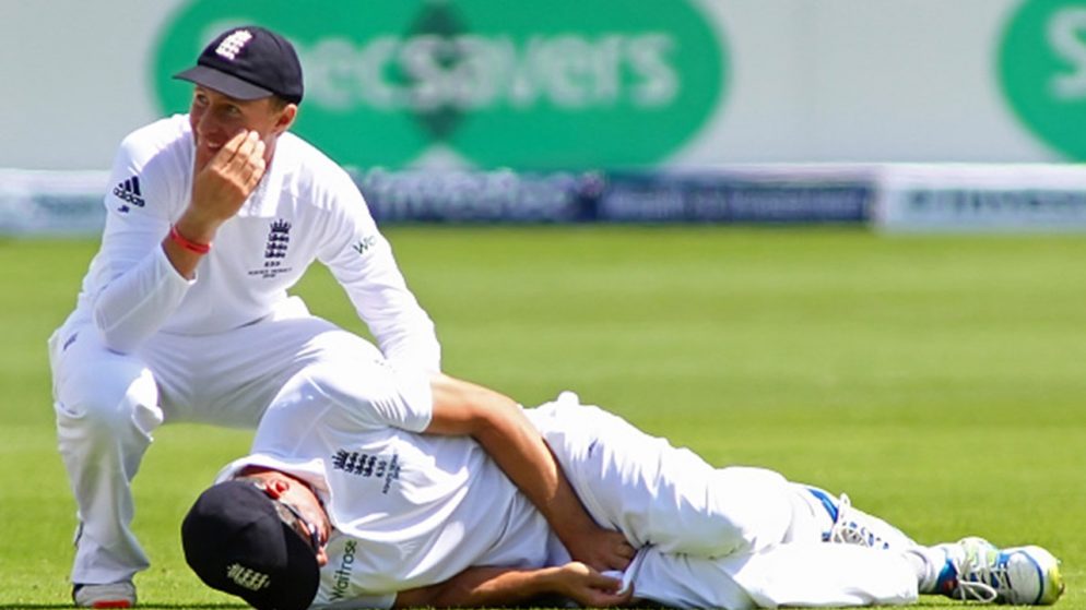 Commentators face backlash for laughing on-air while “seeing Joe Root run” after being hit in the abdomen.