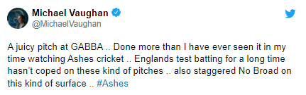 Ashes Test Series: Michael Vaughan says "Staggered no Broad on this kind of surface"