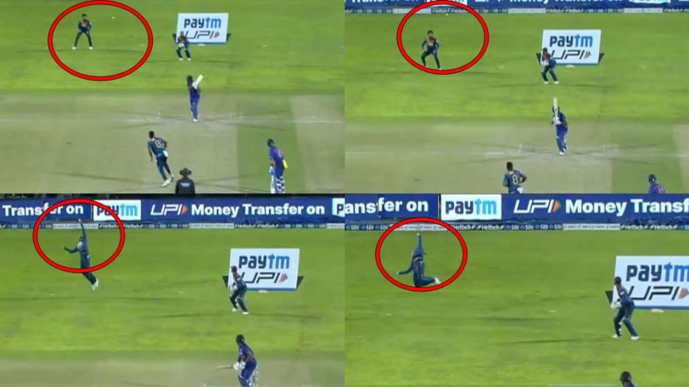 Binura Fernando of SL makes a sensational catch to dismiss Sanju Samson in the second T20I.