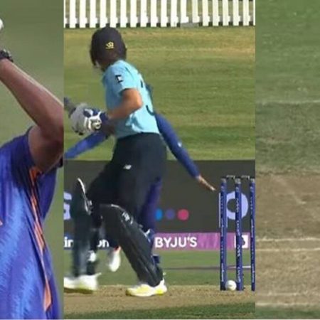 IND vs ENG: Jhulan Goswami’s ball hits the middle stump, but England’s Nat Sciver survives.
