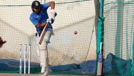 Rohit Sharma Works Out In The Nets Before His First Test As Captain.