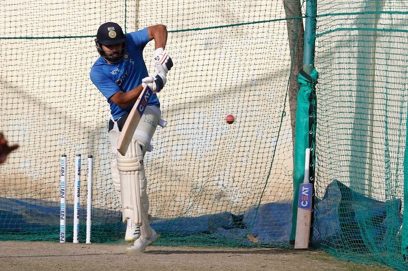 Rohit Sharma Works Out In The Nets Before His First Test As Captain.