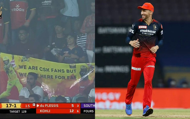 IPL 2022: CSK fans create a special banner for Faf du Plessis in the KKR vs RCB match.