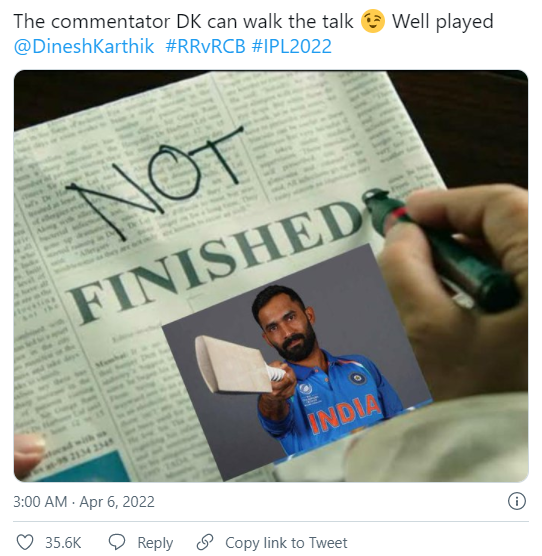 IPL2022: Wasim Jaffer’s Tweet For Dinesh Karthik