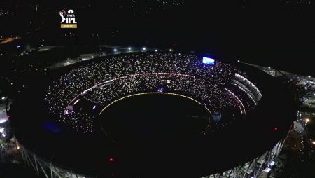 IPL final between GT and RR, a light and sound show captivates the capacity crowd.