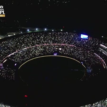 IPL final between GT and RR, a light and sound show captivates the capacity crowd.