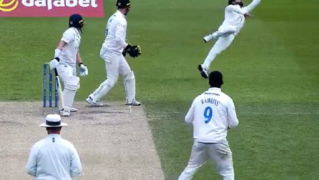 In a tour match against New Zealand, Sussex’s Mohammad Rizwan hits a screamer.