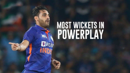Bhuvneshwar Kumar has the most powerplay wickets in T20I history.