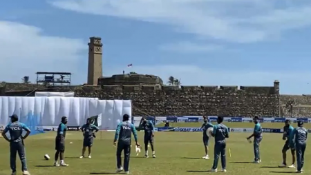 Pakistan’s Babar Azam-led team practices in Galle ahead of the first Test against Sri Lanka.