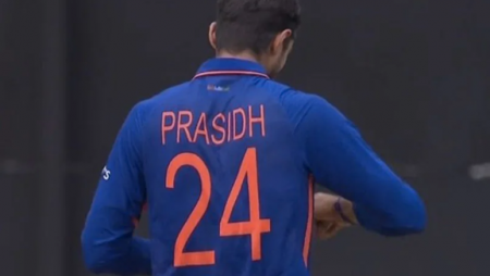 Deepak Hooda spotted wearing Prasidh Krishna’s jersey during the second ODI against the West Indies.
