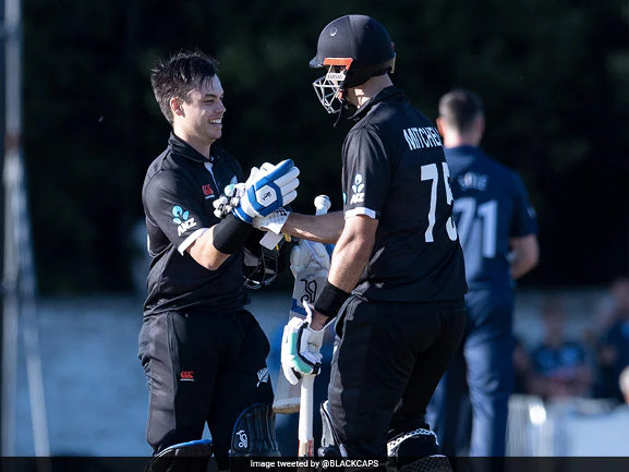 Mark Chapman’s century propels New Zealand to a one-off ODI victory over Scotland.