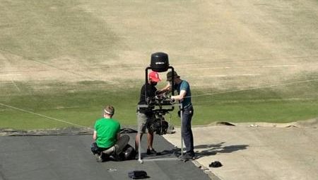 Spidercam breaks during security drills before of the first T20I