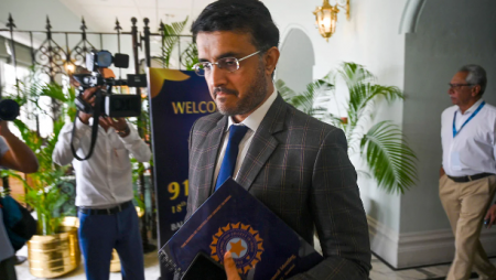 Sourav Ganguly arrives in Mumbai for the BCCI’s Annual General Meeting.
